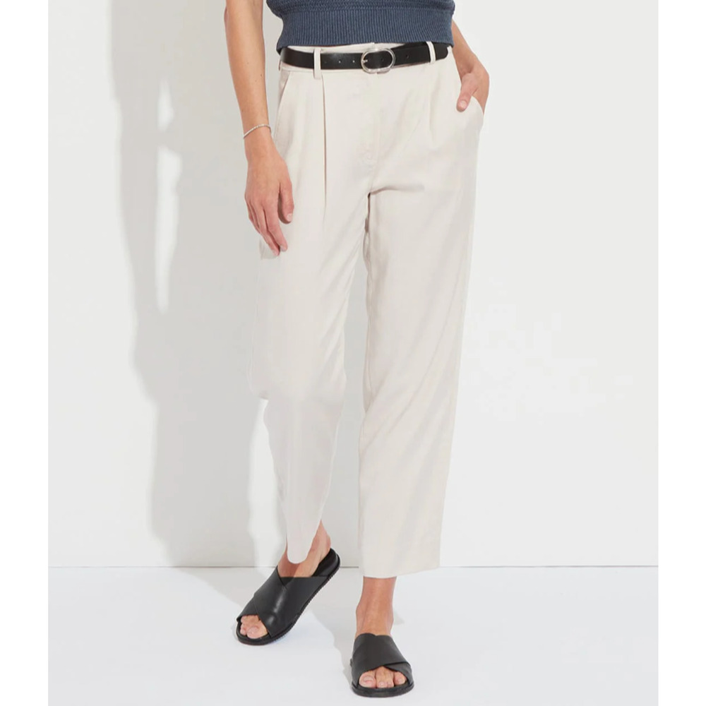 The Reset R Label Slouchy Trousers Size S Ankle Pants Khaki Tencel Relaxed Stone
